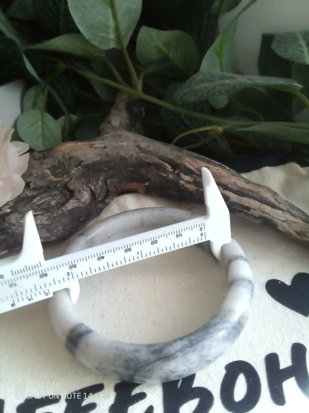 Bracelet jonc de jade gris/noir pierre naturelle – photo 3